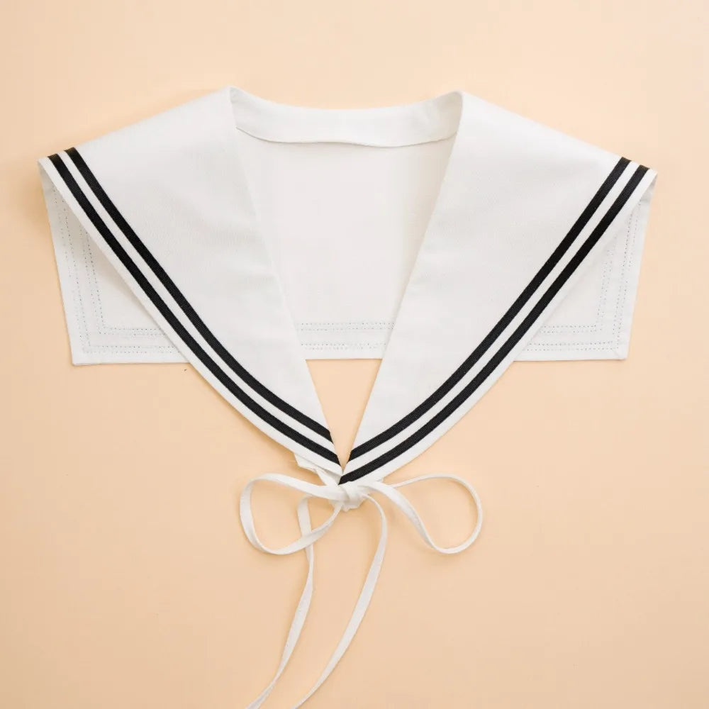 Elegant Cape Striped Sailor Fake Collar Black Cloak Blouse False Collars Korean Style Academy Style Detachable Collar Female Qme Style 1
