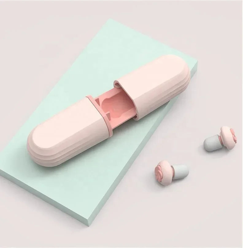 Noise Reduction Earplug for Small Ear Canal, Silicone Memory Foam Sound Insulation Sleep Earplug for Women, Tapones Oidos Cancel Qme pink