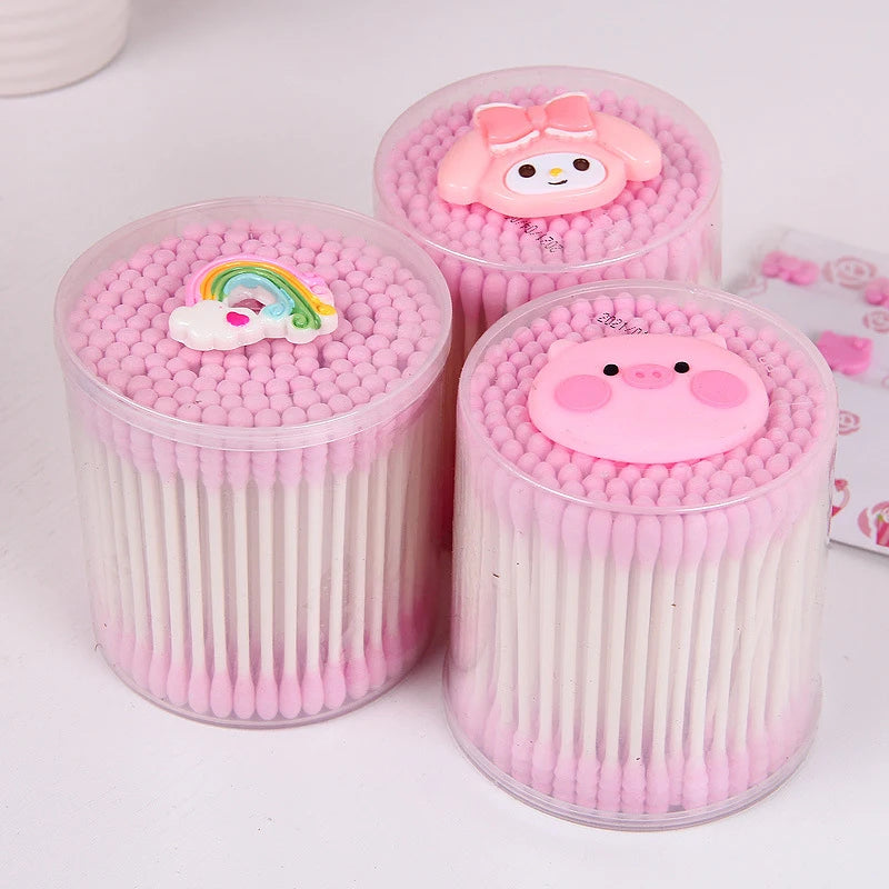 Hello Kitty Double-ended Spiral Cotton Swabs Makeup Remover Pads Ear Qme