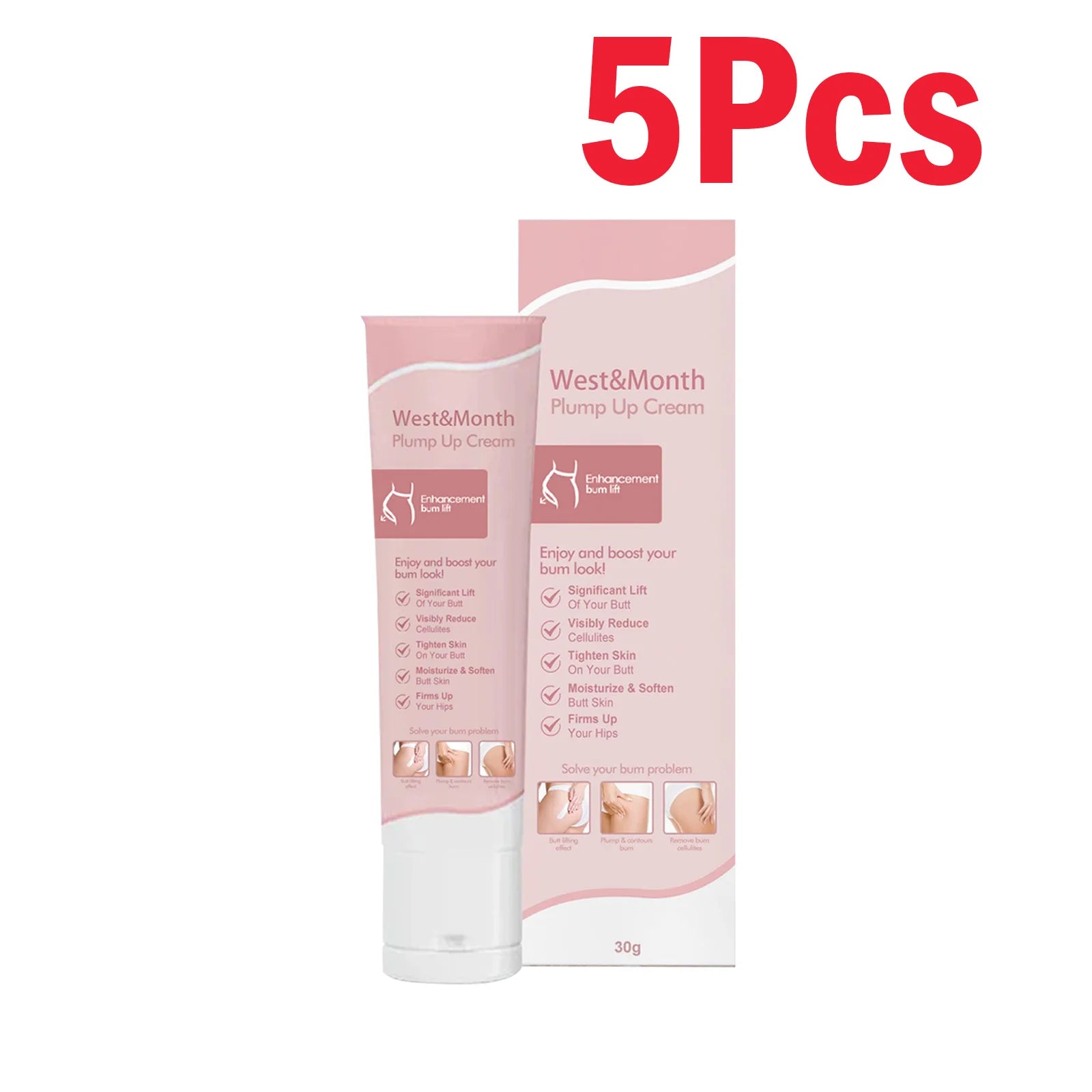 Butt Enhancement Cream Lifting & Plumping Butt Enhancer Big Ass Prevent Fuller Sagging Nourishing Lift Hip Plump up Cream Qme 5 x 30g Boxed