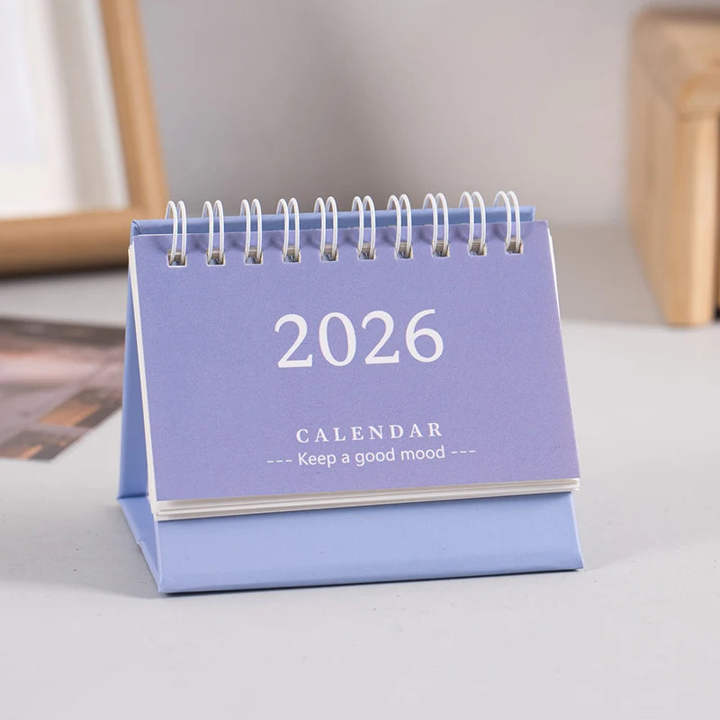 2026 Mini Desk Calendar Desktop Notepad Ornament Cute Simple Calendar,Christmas New Year Gift, Daily Planner Table Calendar Qme Purple Short Style