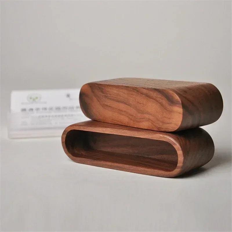 Wooden Business Card Holder Note Display Rack Office Supplies Qme