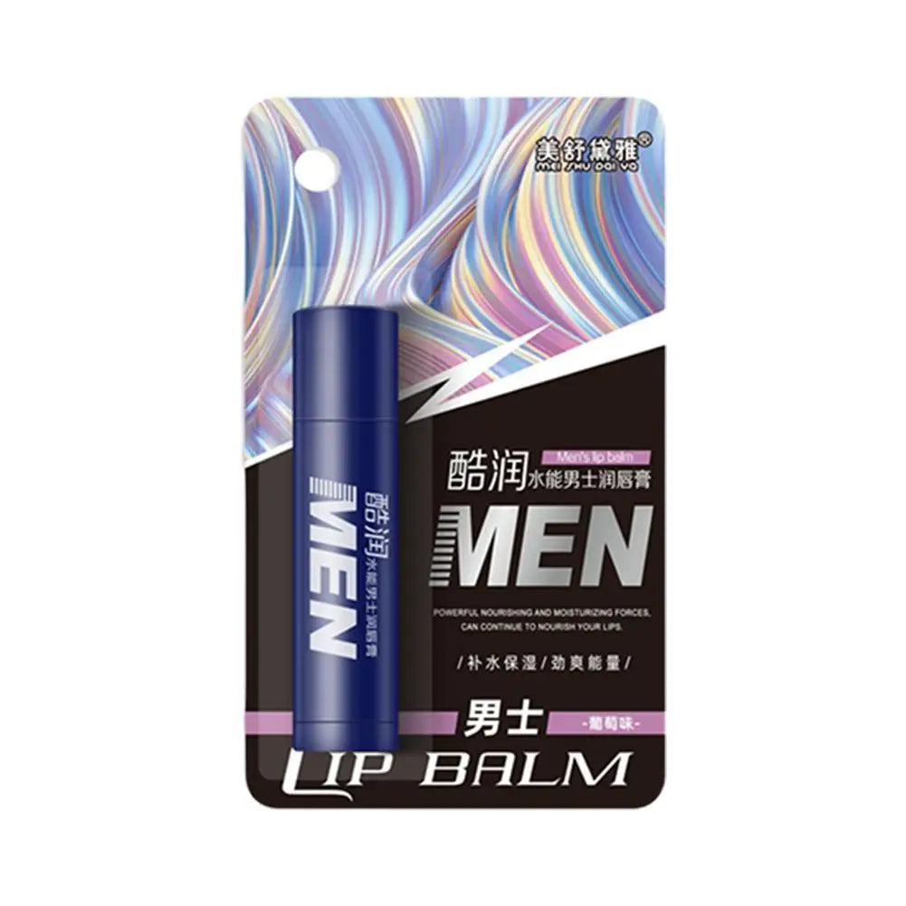 4 Flavors Hydrating Men's Lip Balm Vitamin E Mens Moisturizing Qme grape