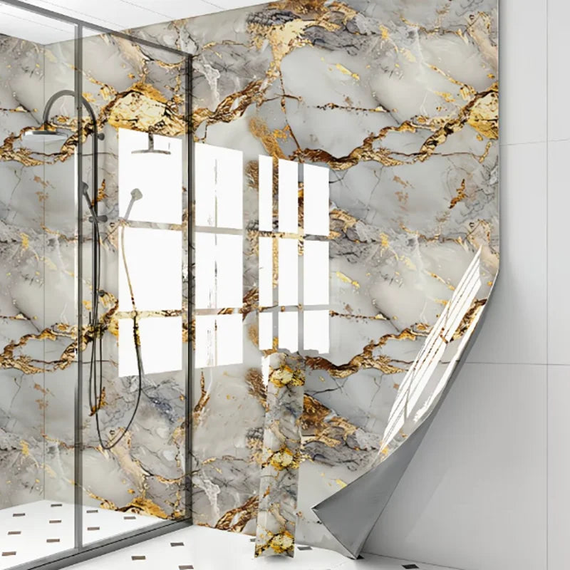 Grey Marble Kitchen Cabinet Backsplash Sticker Waterproof Oilproof Heat Resistant Easy Clean Self Adhesive Film Qme