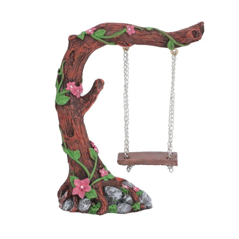 Miniature Fairy Garden Swing Flower Tree Figurine Modelfor Micro Qme StyleC