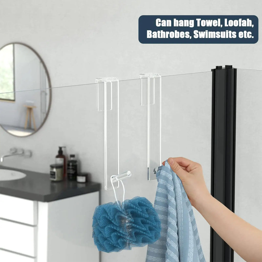 Shower Door Hooks Anti-slip Acrylic Bathroom Sturdy Durable Qme