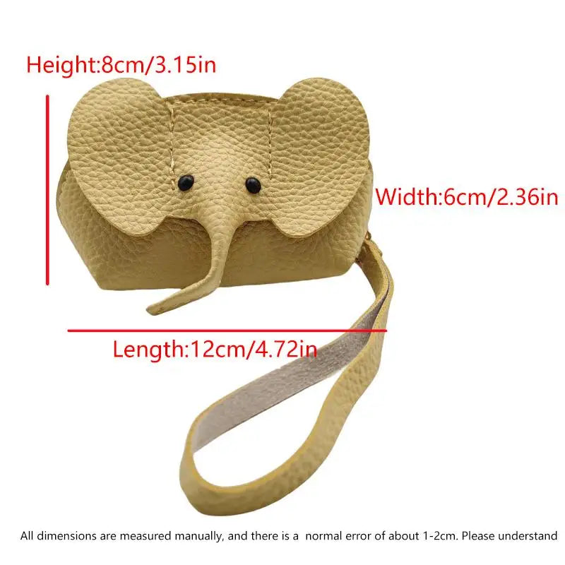 PU Leather Elephant Money Bag Women Coin Purse With Key Ring Multifunctional Zipper Storage Bags Key Case Qme