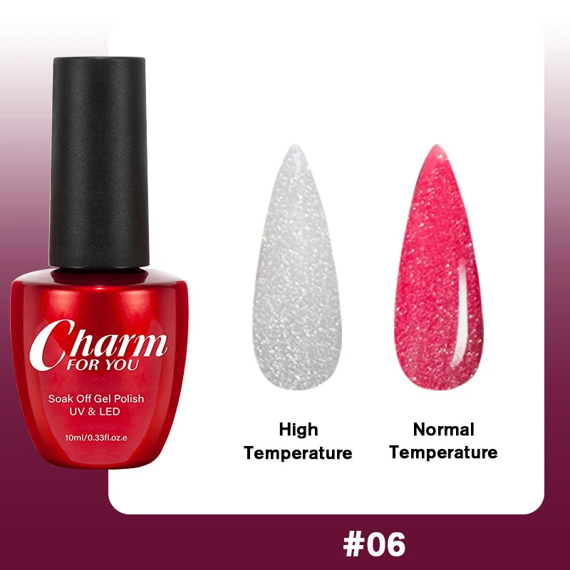 Thermochromic Diamond Glue Changing Nail Art Polish Sparkle Shimmer Qme 06