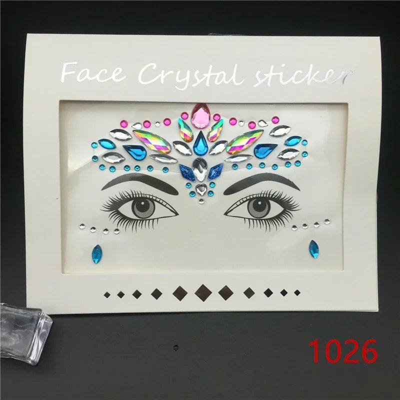 Face Gems Rhinestone Temporary Tattoo Jewels Festival Party Body Eyes Glitter Stickers Flash Mermaid Temporary Tattoos Sticker Qme 1026