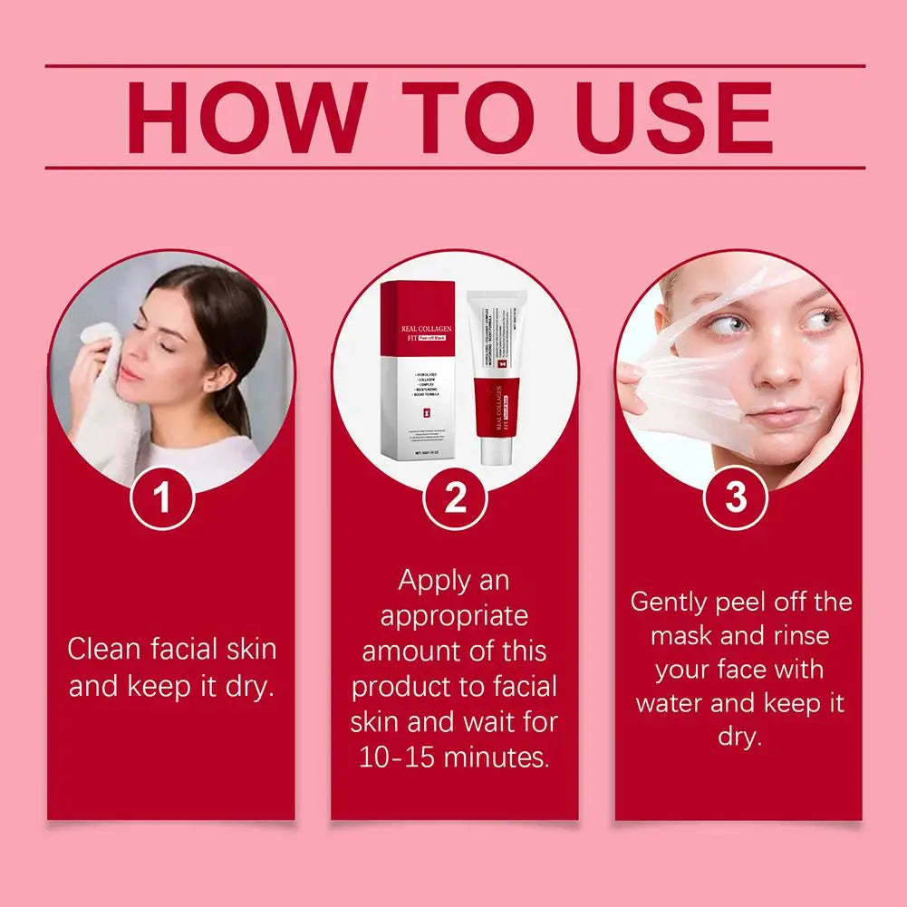 Collagen Peel Off Face Mask Glowy Skin Deep Moisturizing Collagen Night Wrapping Mask Elasticity Hydration Brighten Skin Care Qme