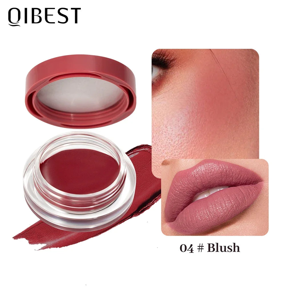 QIBEST Multi-Use 3 In 1 Makeup Lipstick Blusher Lightweight Mousse Cream For Eyes Lasting Lip Mud Face Blush Beauty Cosmetics Qme 04