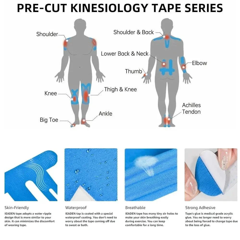 Precut Kinesiology Tape Knees Waterproof Elastic Breathable Knee Qme