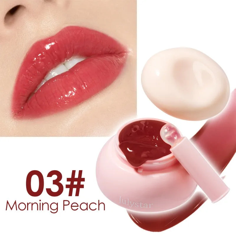 Long-lasting Moisturizing Solid Lip Jelly Red Tinted Lip & Cheek Jam Lip Balm Smooth Gloss Jelly LipGloss Water Light Lipsticks Qme 03