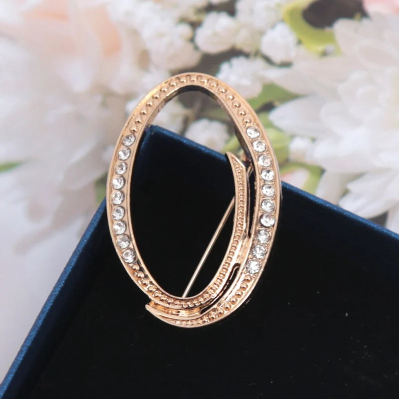 Fashion Women Rhinestone Brooch A-z English Letter Gold Metal Pins Qme O