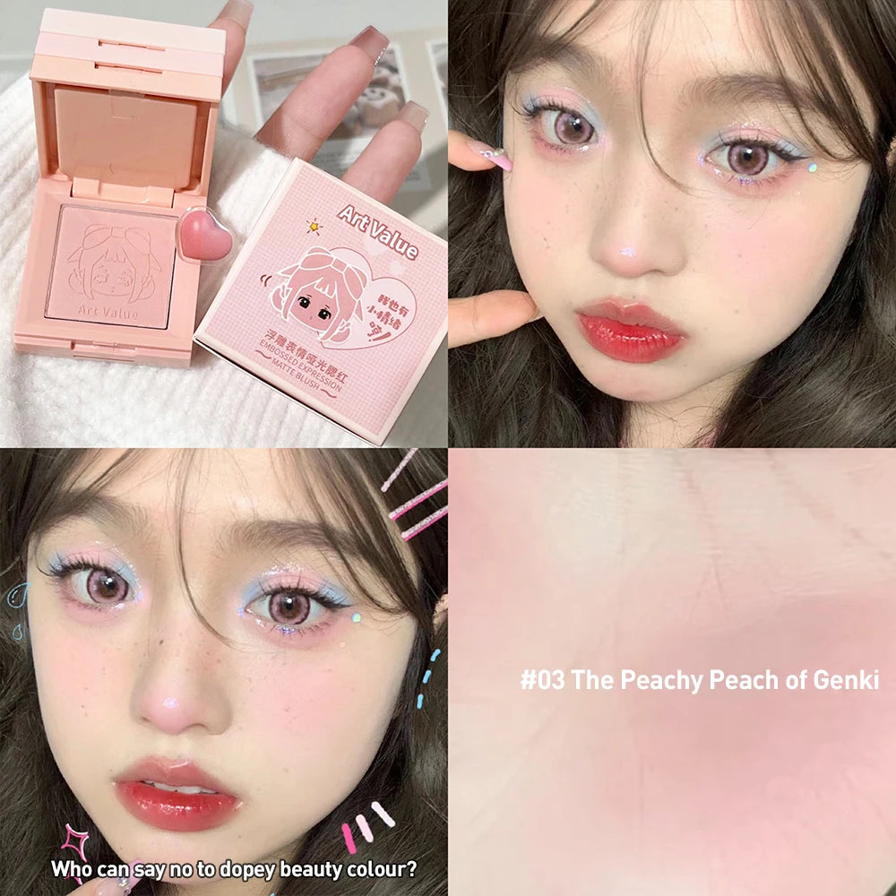 4-in-1 Case Makeup Palette Blush Matte Mineral Powder Long-lasting Natural Cheek Contour Tint 4 Color Face Blush Korean Cosmetic Qme
