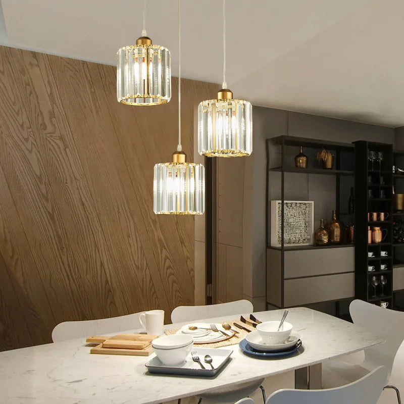 Modern Pendant Light Indoor K9 Led E27 Crystal Chandelier Luxury Ceiling Lamp Bedroom Living Room Dining Room Lustre Fixture Qme