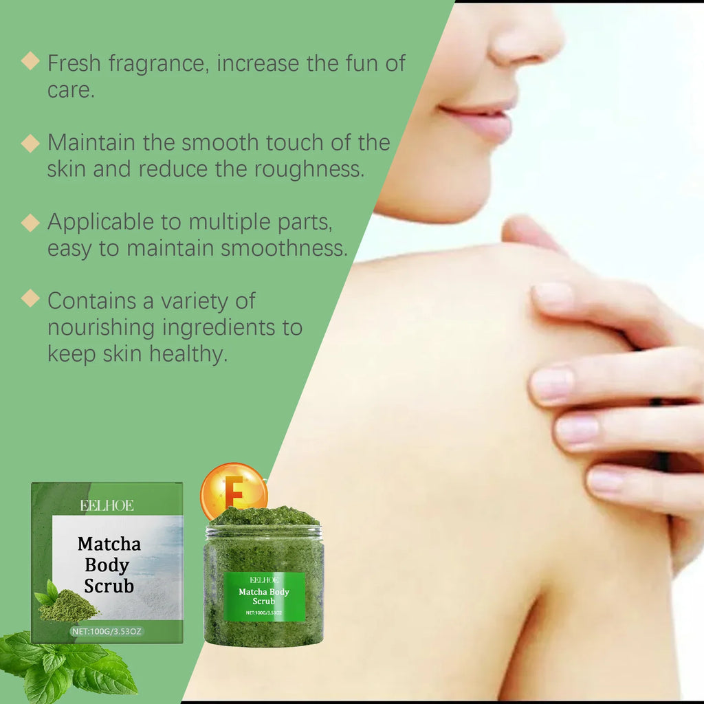 Matcha Sea Salt Body Scrub Exfoliating Remove Dead Skin Improve Dry Rough Deep Cleansing Smoothing Brightening Moisturizing Scru Qme