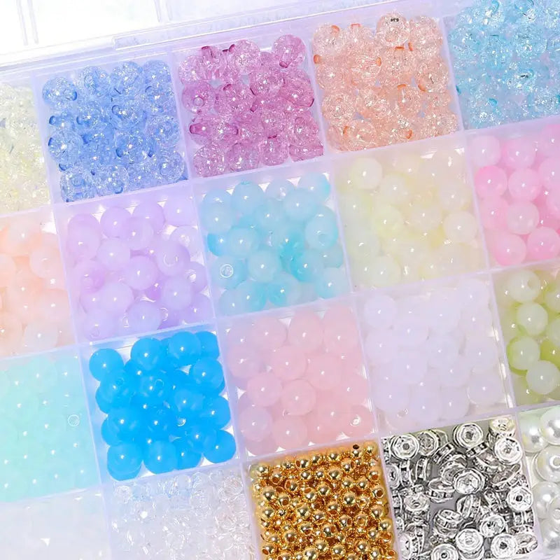 DIY Jewelry Making Kit with Glass and Acrylic Beads Cute & Lovely Bracelet and Necklace Crafts Birthday Craft Gift for Girls Qme