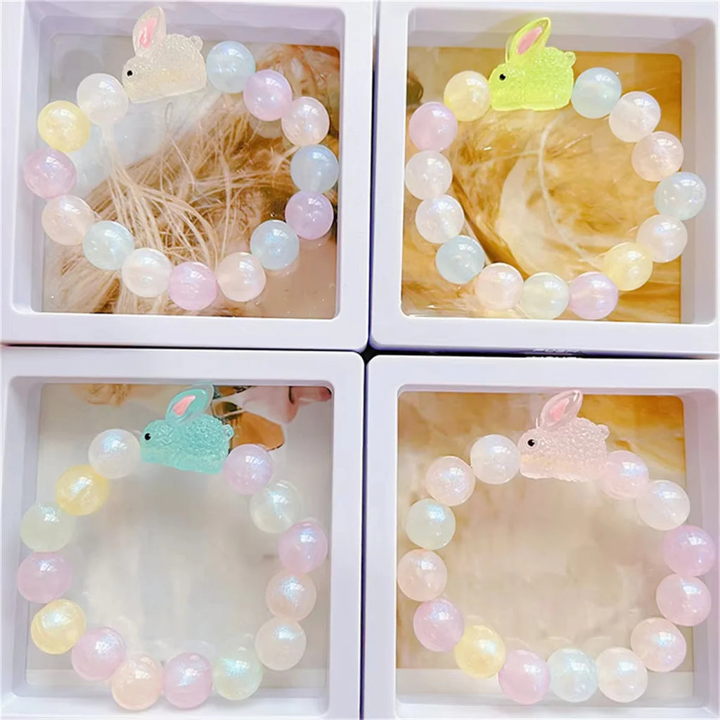 b13 Cute Resin Luminous Rabbit Beads Bracelet Fashionable Women's Girls Acrylic Cute Korean Bracelet Accessories Wholesale Qme