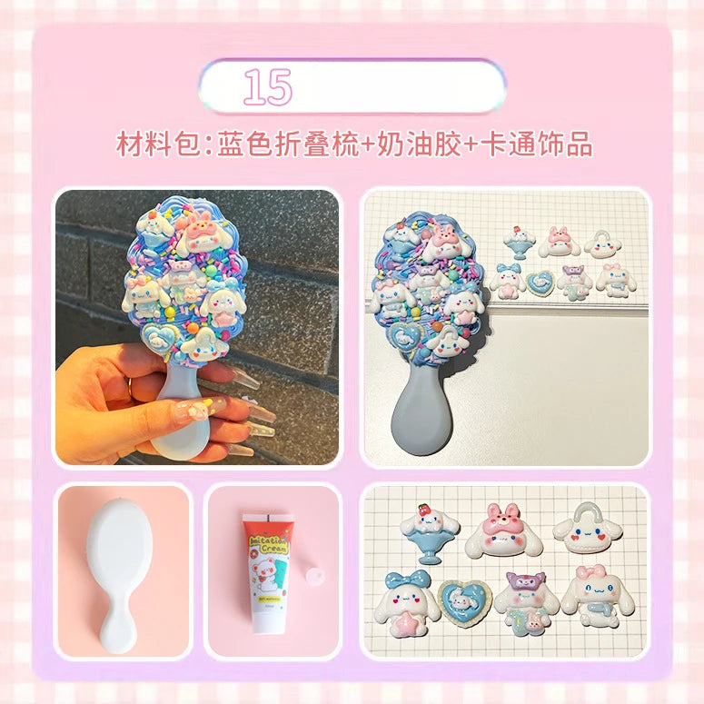 Hello Kitty Kuromi DIY Cream-colored Air-cushion Comb Materials
