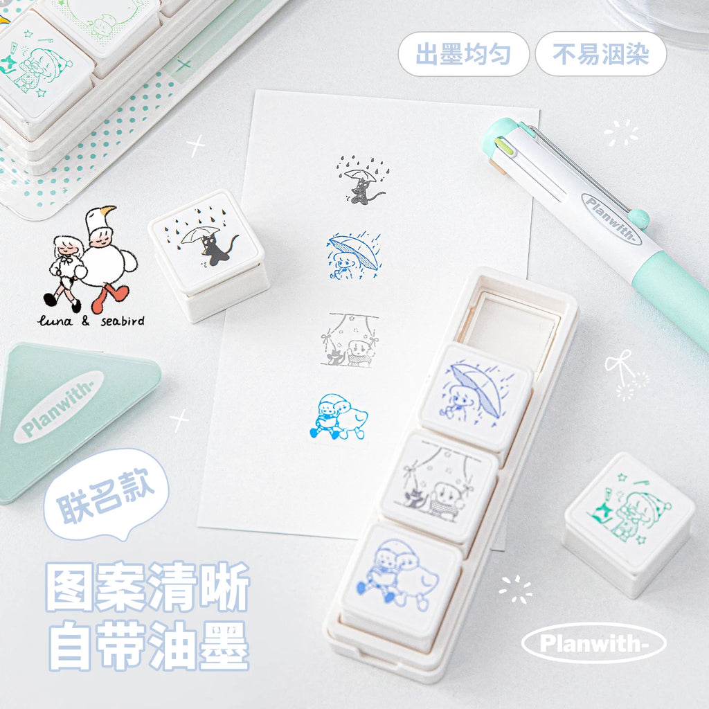 Small Cute Cartoon Coffee Wooden Rubber Stamp for Scrapbooking Planner Decorative Stationery Korean Style Life Seal Qme