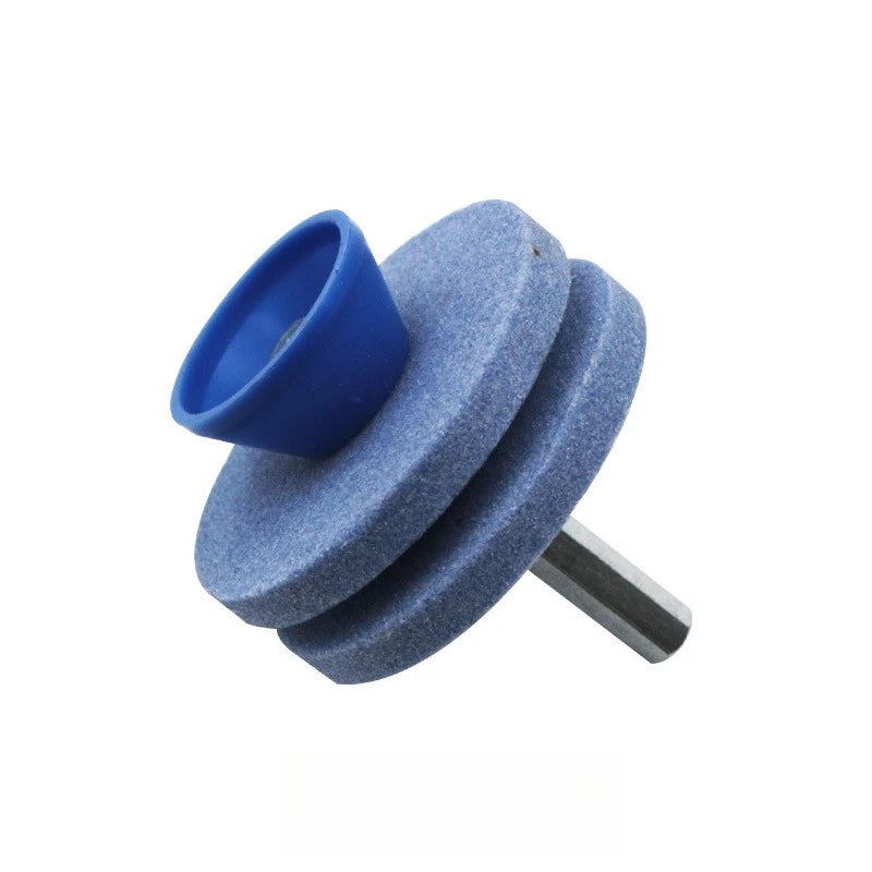 Lawn Mower Blade Sharpener Grinding Wheel Drill Bit 7mm Shaft Multilayer Abrasive Stone for Garden Scythe Axe Knife Sharpening Qme 56mm Blue 1pc