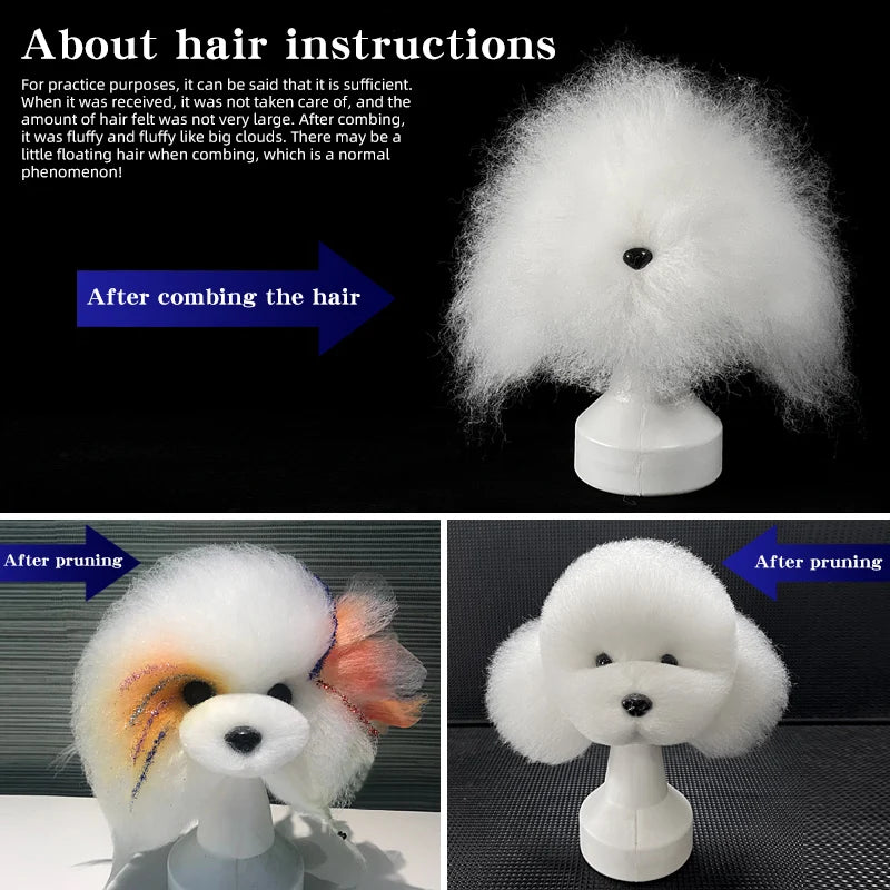 Teddy Pet Simulated Head Hair Fake Dog Head Model Beautician Practice Cutting Dog Hair Dog Body Wig Pet Grooming Student Study Qme