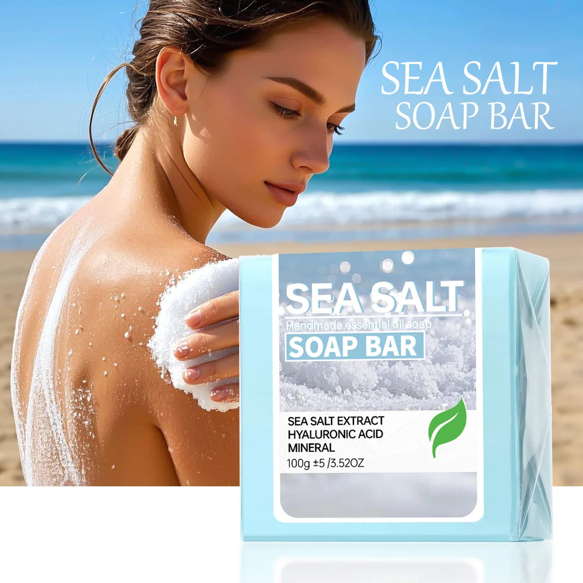 Sea Salt Handmade Essential Oil Soap Hyaluronic Acid Skin Cleansing Qme