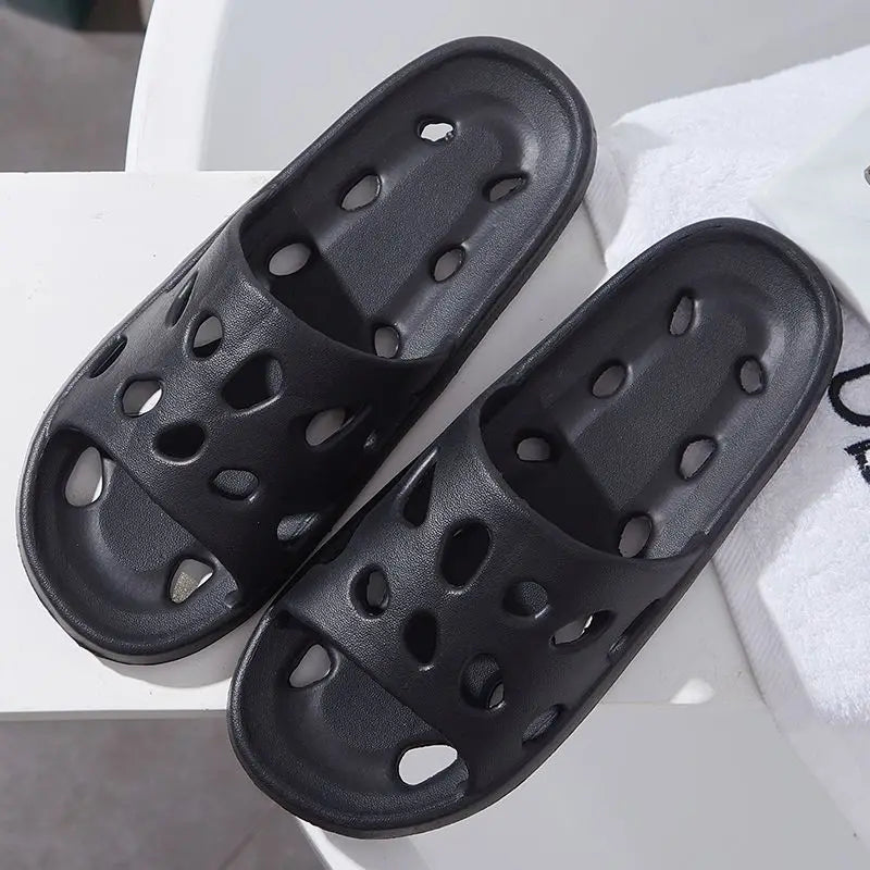 Summer Fashion Slippers Women Shoes Cloud Slippers For Men Home Flat Sandals Massage Flip Flops Couples Bathroom Indoor Slides Qme B-Black 42-43