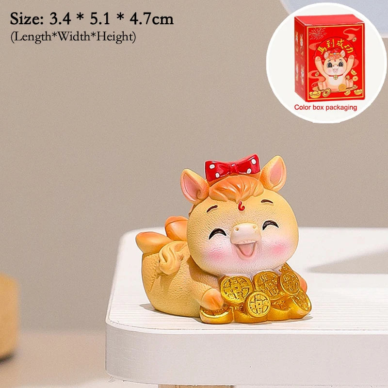 2026 Cute Year Of The Horse Ornament Lucky New Year Horse Toy DIY Desktop Decoration Car Ornament Pony Decor New Year Gift Qme A2