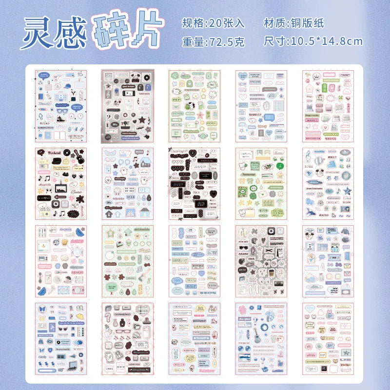 TIANZI 20 Pcs Die cut Stickers Book Cartoon Aesthetics Decoration Handmade Scrapbook Diary Supplies Japanese Stationery Sticker Qme A-2 books