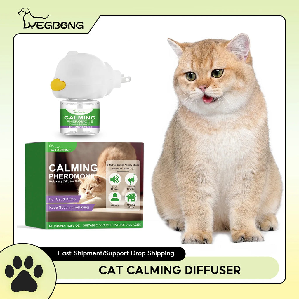Cat Calming Diffuser Cat Pheromone Plug-In Relaxants Prevent Howling Pet Dogs Anti-Anxiety Reduces Anxiety Cat Calming Liquid Qme