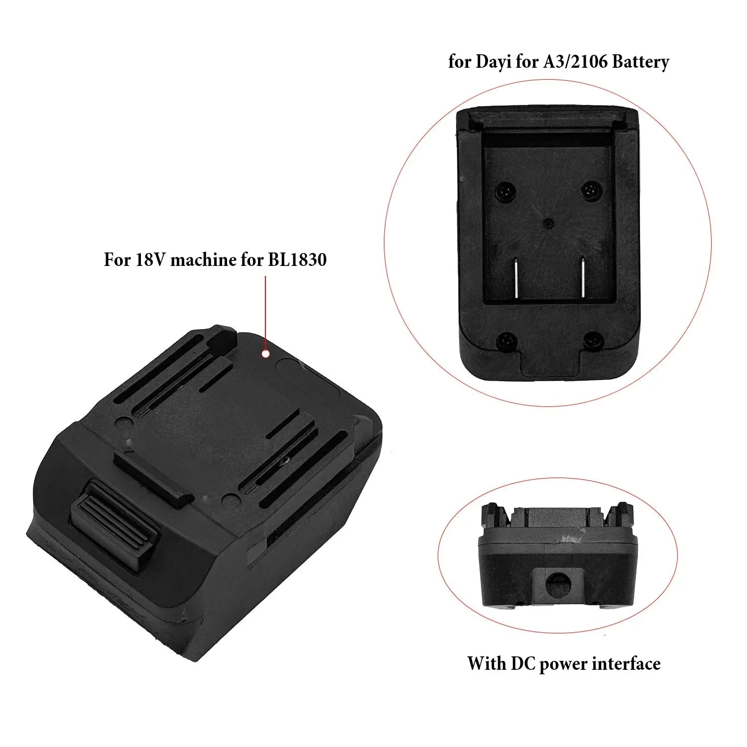 Battery Adapter 18V Battery Adapter Cable Connector For Dayi FOR A3/2106 Machine To For BL1830 BL1840 Battery Converter Qme for 2106 battery