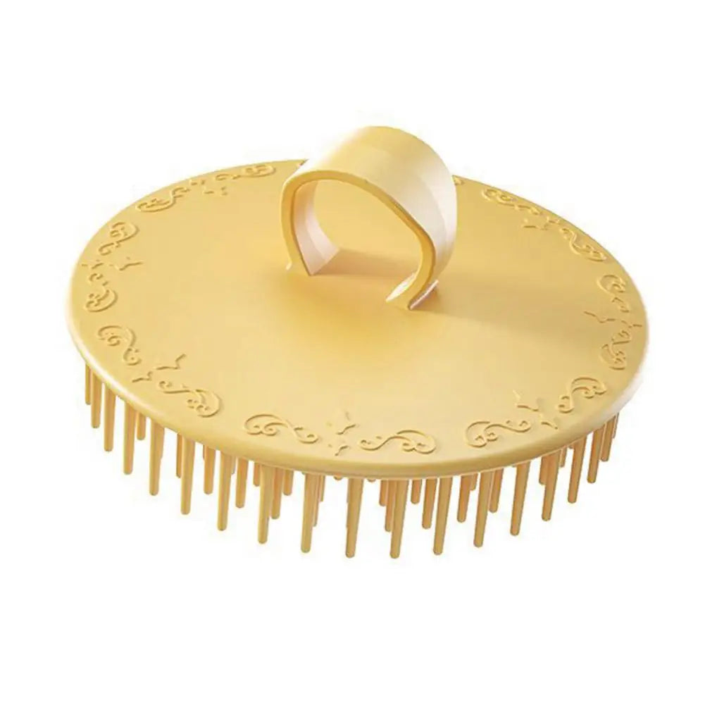 Hair Scalp Exfoliator Brush Dandruff Cleaning Flexible Massager Qme yellow