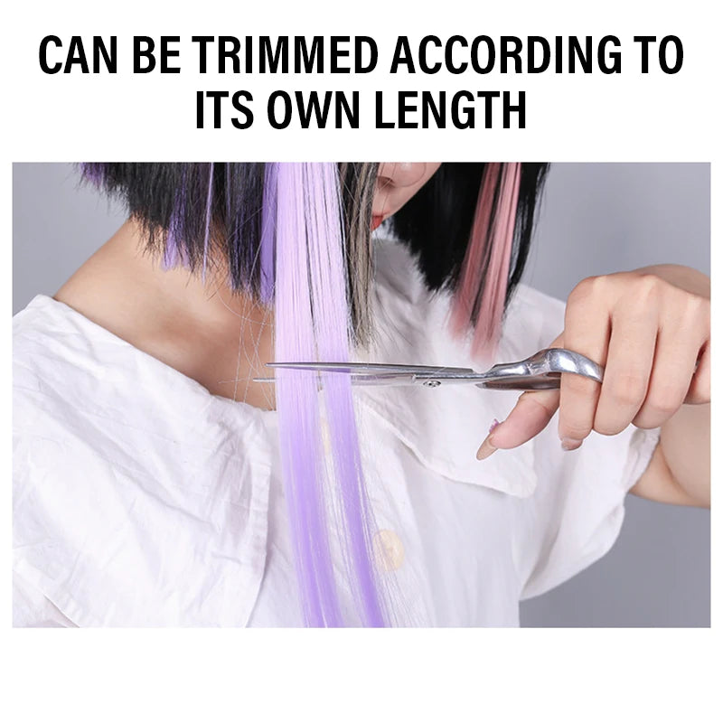 Colored Clip-in Hair Extensions - 55cm High-Temp Matte Fiber, Seamless Realistic Synthetic Fiber Hair Pieces Styling Accessories Qme