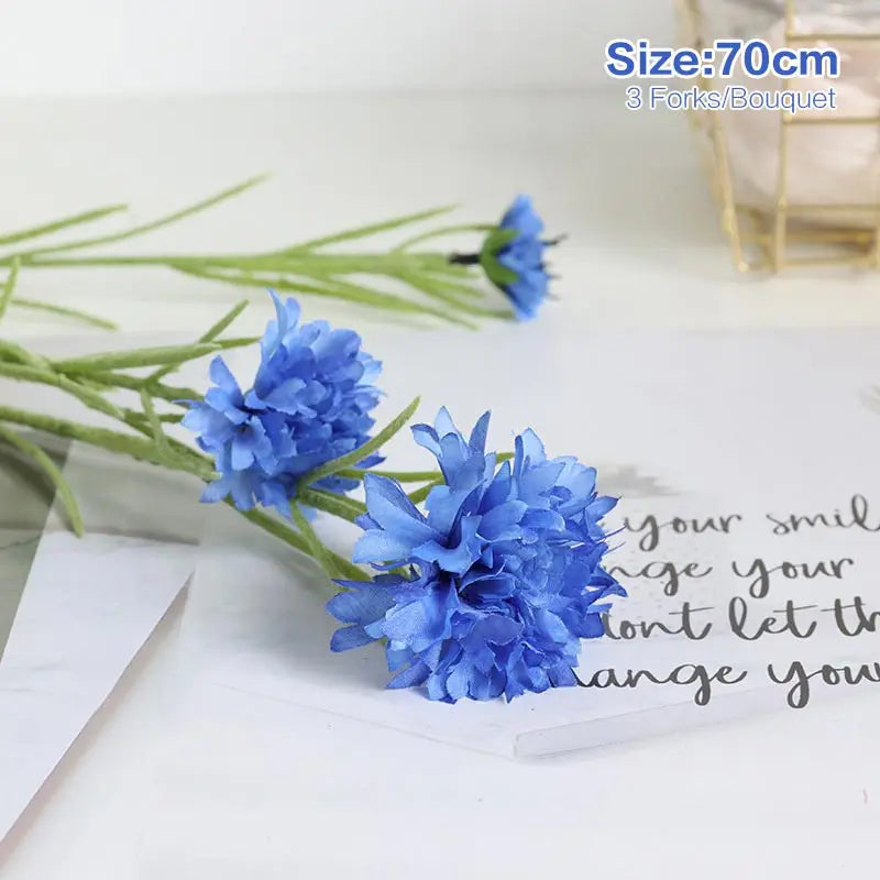 3 Forks/Bouquet Artificial Flower Silk Cornflower Fake Flowers Artificial Plant Decorative Flowers Home Decor Wedding Decor Qme A4