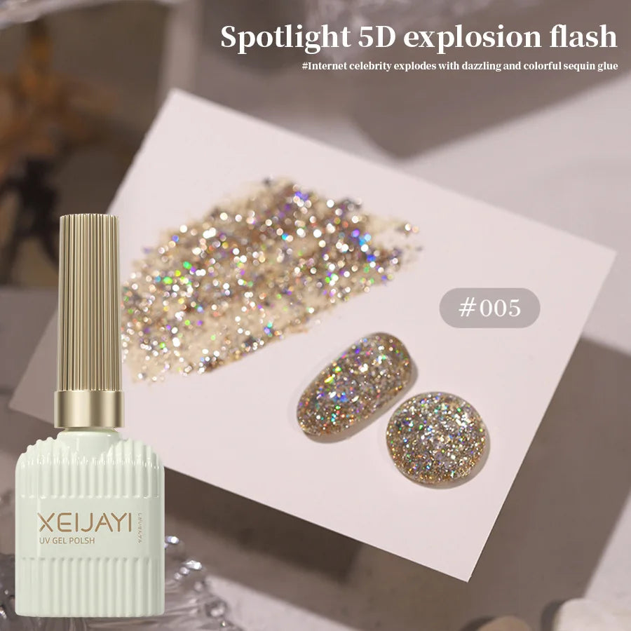 10 Colors Holographic Glitter Gel Nail Polish Spring Color Sparkling Sequins Soak Off Uv Led Varnish Nail Art Diy Qme 05