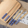 Reusable 5 Pairs Tableware Handmade Bamboo Japanese Wood Chopsticks Qme Default Title