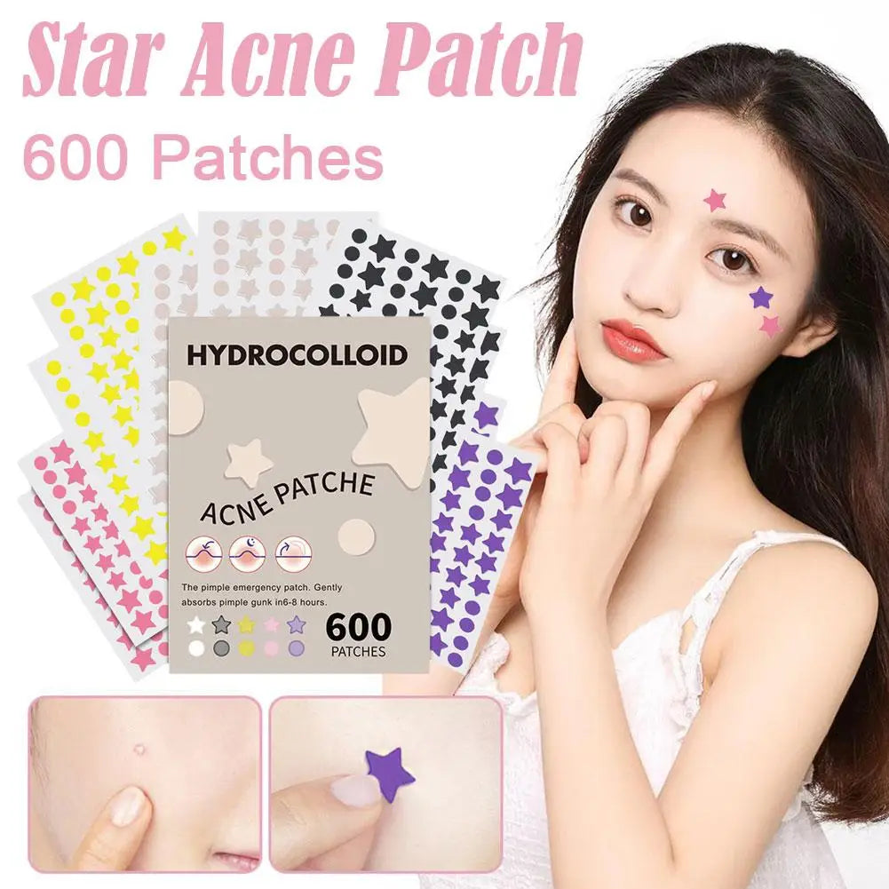 New 600pcs Star Acne Patch Mild Non-irritating Lightens Acne For Blackheads Closed Comedones Hydrocolloid Acne Sticker S0U6 Qme