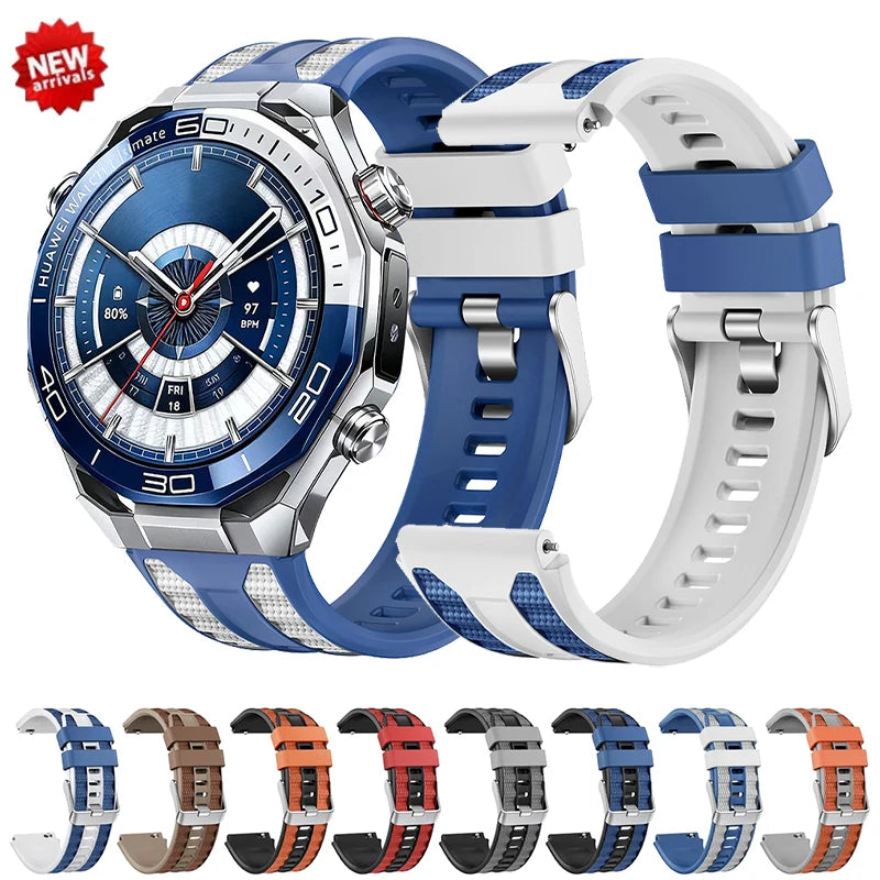 22mm Strap Suitable for Huawei Watch Ultimate 2 Soft and Durable Silicone Nylon Replacement Wristband for GT6 Pro GT5 46mm Qme