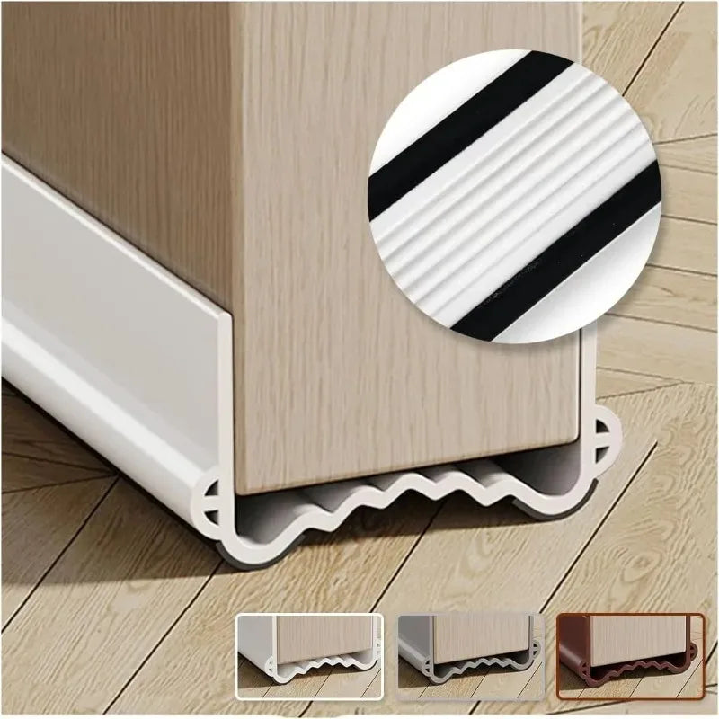 Self Adhesive PVC Door Bottom Seal Strip 1M Wind Noise Dust Proof Qme White