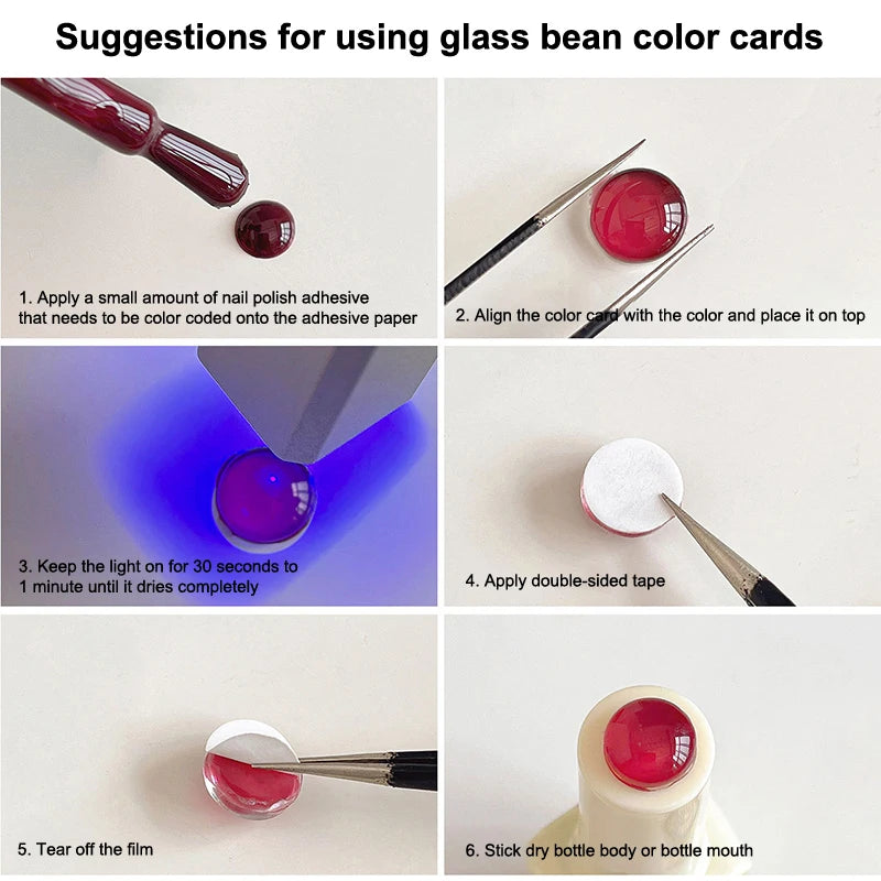 Round Glass Card Clear Nail Art Display Designs Stickers Tips Flat Qme