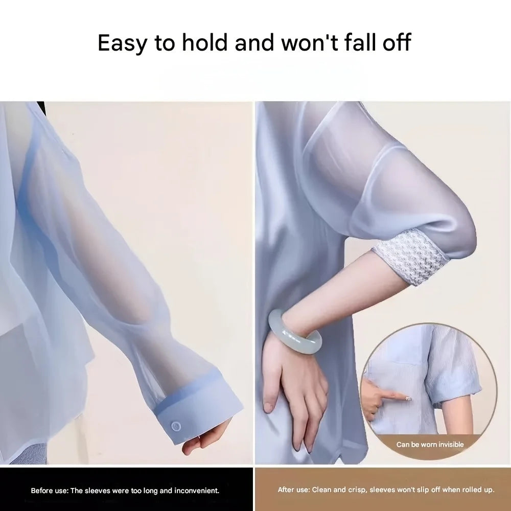 Elastic Lace Sleeve Holders, Anti-Slip Armband Sleeve Clips for Men Women, Shirt Sleeve Ties for Work & Casual Qme