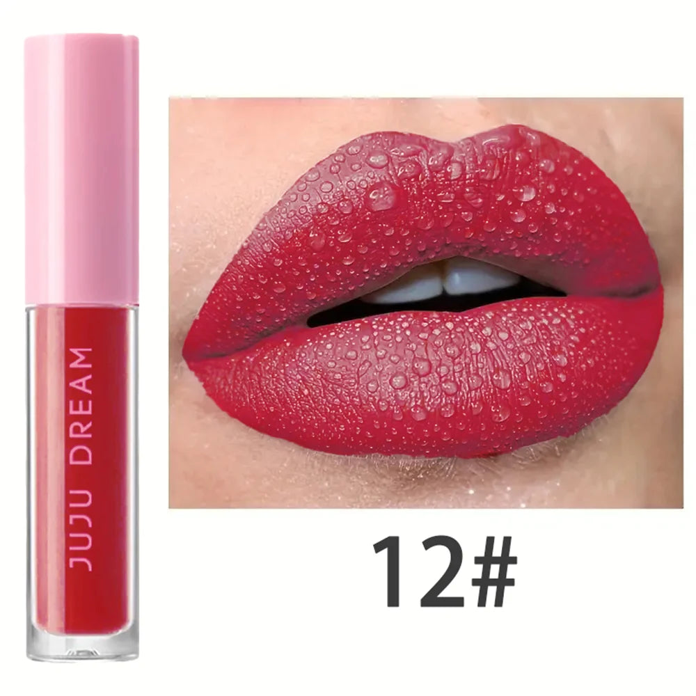 Matte 15-Color Lip Tint Waterproof Long-lasting Lipstick Sheer Gloss Qme Deep Red Tone