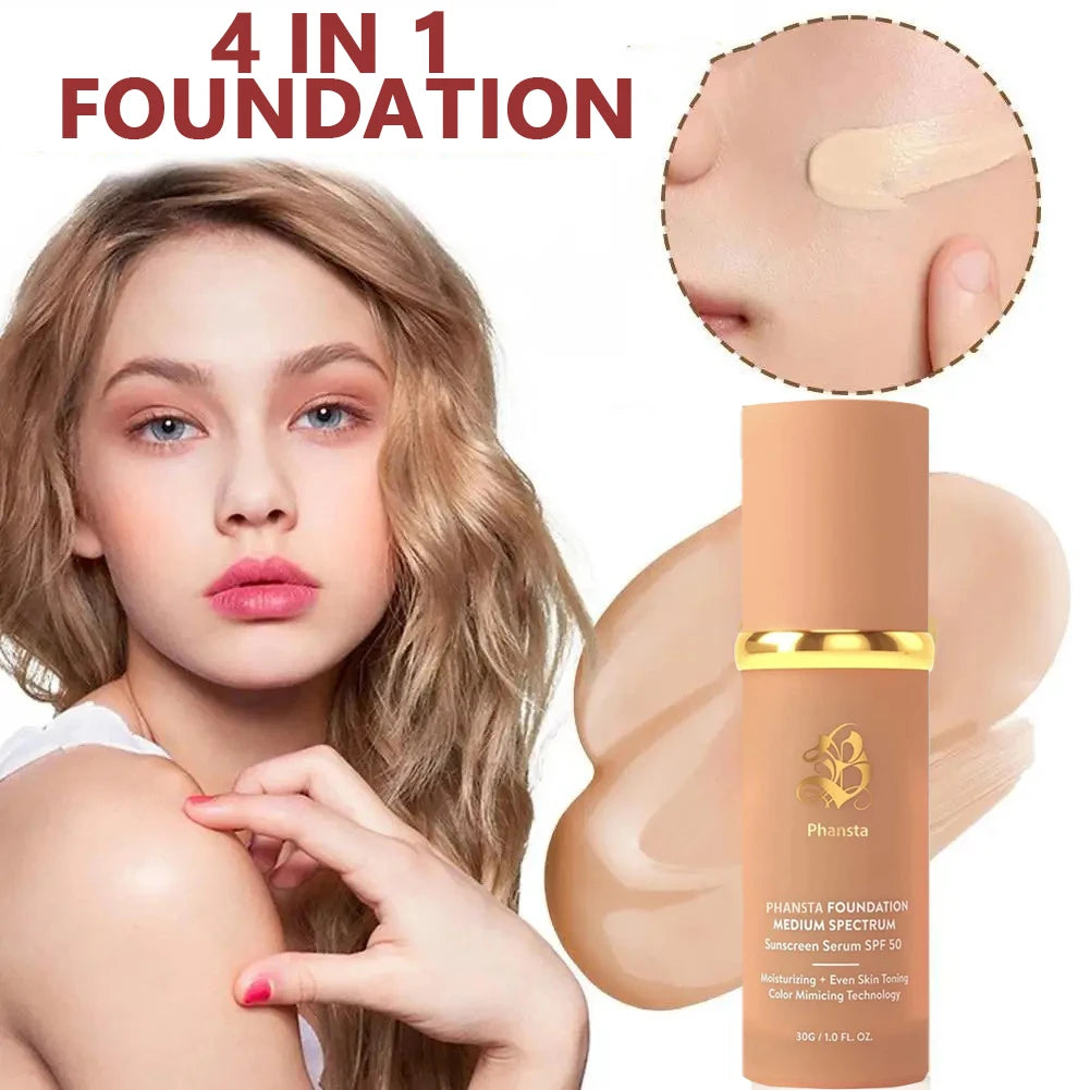 4 in 1 Liquid Foundation Concealer Full Coverage Long Lasting Waterproof Professional Makeup for Dark Circles And Blemishes Qme 1 PC