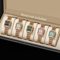 2/3/5 pçs moda retângulo relógios femininos conjunto senhoras strass relógio de quartzo pulseira relógio de pulso (sem caixa) Qme 5pcs