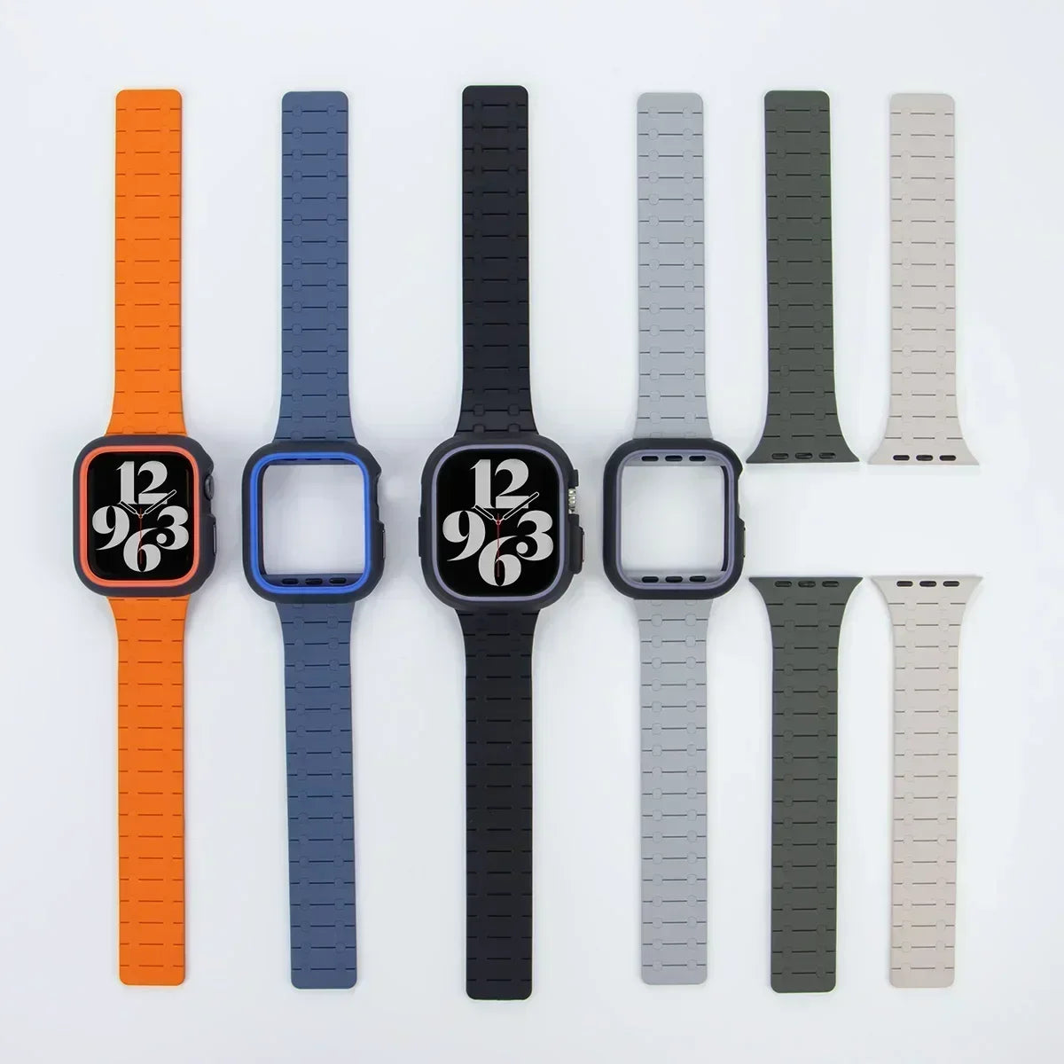 TPU Case+Silicone Strap for Apple Watch Band Ultra 2 49mm 45mm 44mm 41mm Protective Case Bracelet for Iwatch Series 9 8 7 6 5 4 Qme