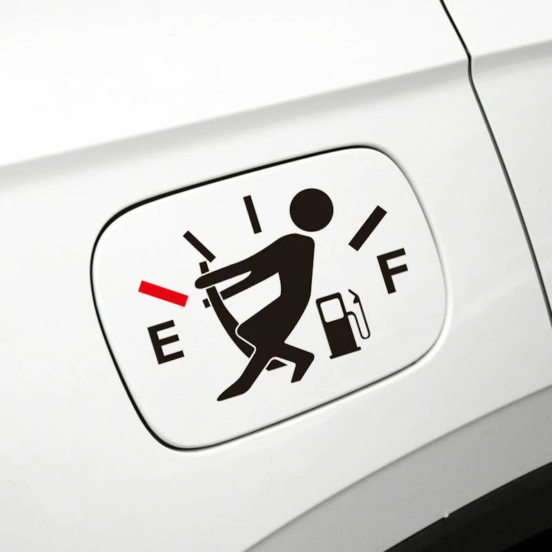 Funny Car Sticker Fuel Consumption Humor Waterproof Empty Gauge Decal Qme
