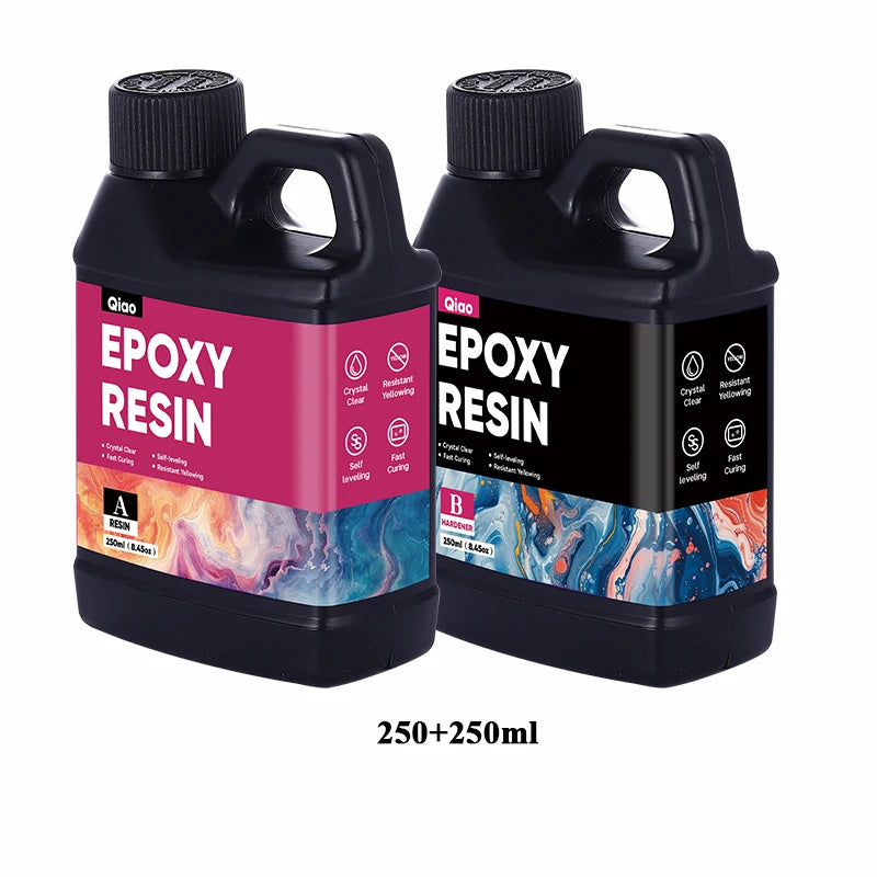 Crystal Clear Epoxy Resin Kit – Bubble-Free, Anti-Yellowing, 1:1 Easy Mix Epoxy Reisn for Resin Art, Casting & DIY Molds Qme 250ml 250ml