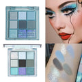 9-Color Blue Eyeshadow Palette Matte Pearlescent Shimmer Shades Qme Blue Series